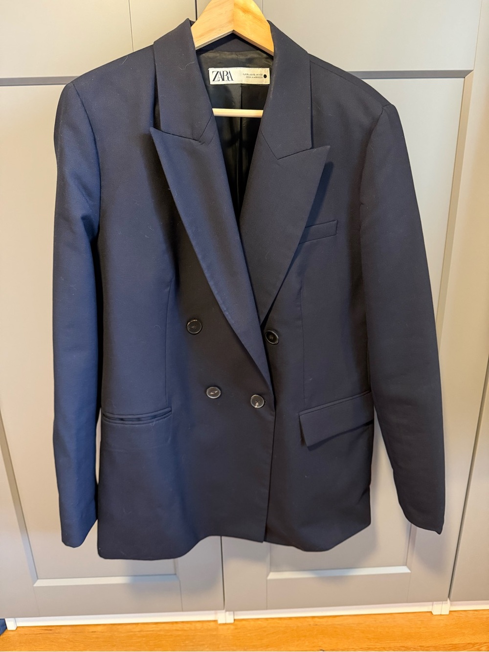 ZARA Navy Double-Breasted Blazer - Size XL